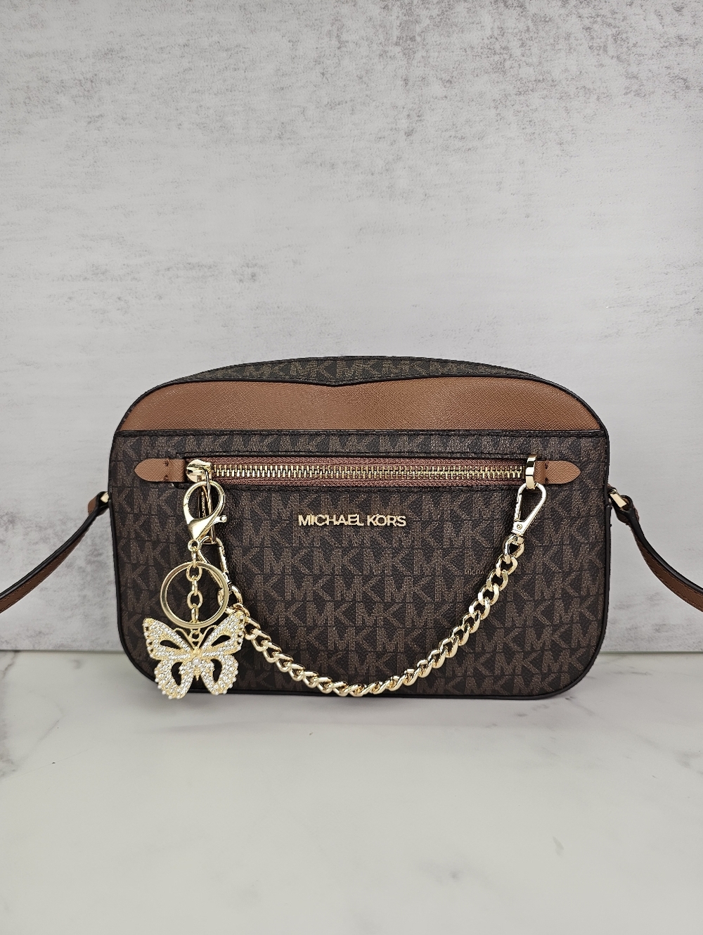 Michael Kors Jet Set Sig Brown Crossbody